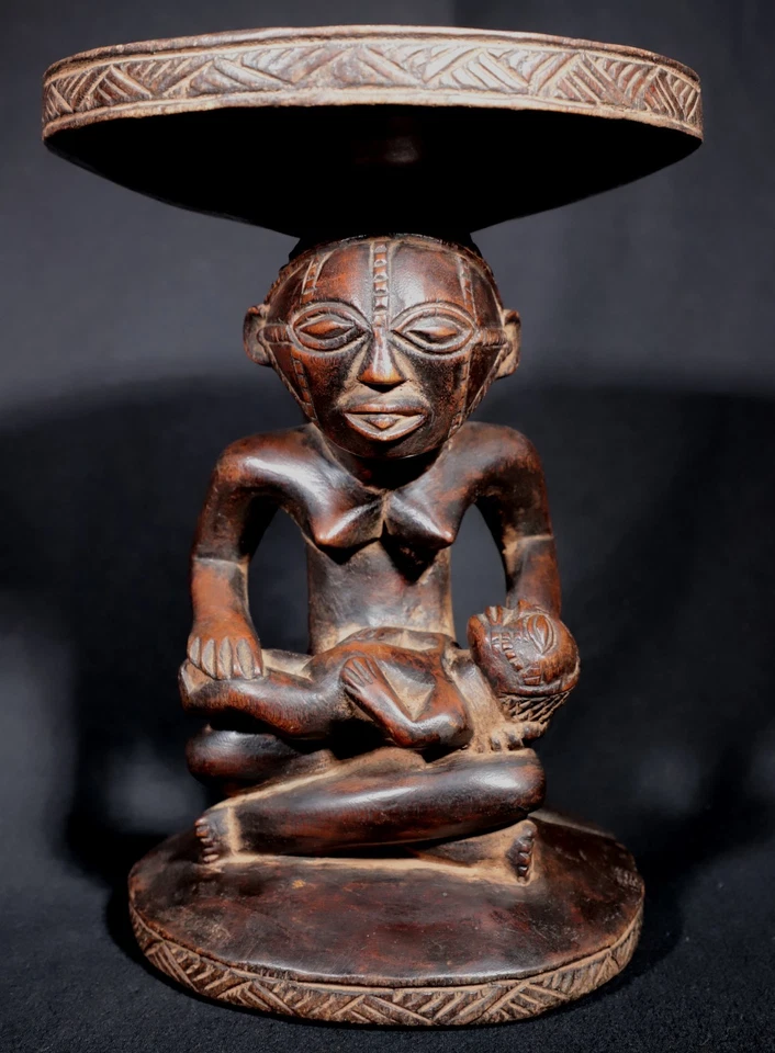 Art Africain Afrique Tribal Africa - Tabouret Tabwa Maternité en Bois - 26 Cms - Photo 2/4