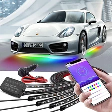 Car Underglow Lights, Bluetooth Dream Color Chasing StripLights Kit, 6 PCS Water