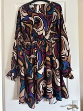 Abstract, bold geometric Multicoloured Long Sleeved Lightweight Short Dress