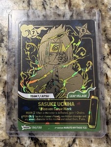 SASUKE UCHIHA Jutsuカード Secret 136/130 Naruto Mythos TCG Sasuke Uchiha 1st Edition Secret 136/130 English