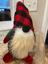 NIP Pottery Barn Holiday Christmas Plush Gnome Medium 11" H Red Buffalo Plaid