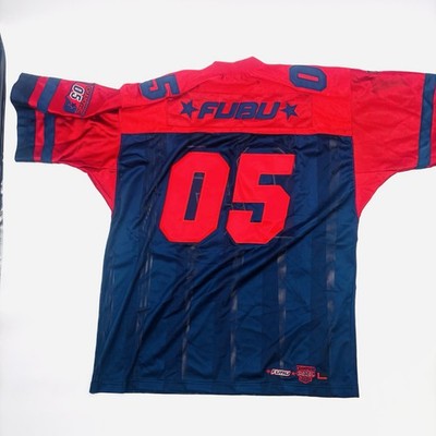Vintage FUBU Sport Football Jersey Men's Sz L Blue Red 05 Stitched