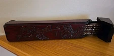 Vintage Chinese C Wood Chopsticks Carved Wooden Box with 5 Pairs 