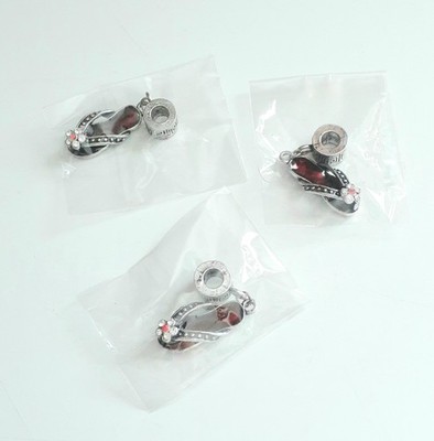 (3) Rhinestone And Enamel Dangle Flip Flop Charms For Euro. Snake Chain Jewelry