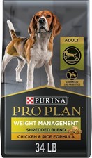 Weight Management Dog Food Dry Shredded Blend Chicken  Rice Formula 34 lb. Bag