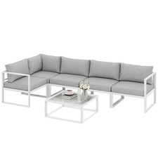 Outsunny 5 Seater Aluminium Garden Furniture Set w/ Table & Cushions Refurbished
