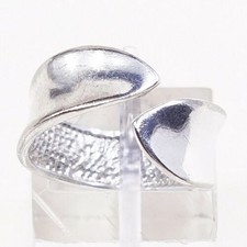 Size Adjustable, Vtg Ribbed Sterling 925 Silver Handmade Wrap Around Ring