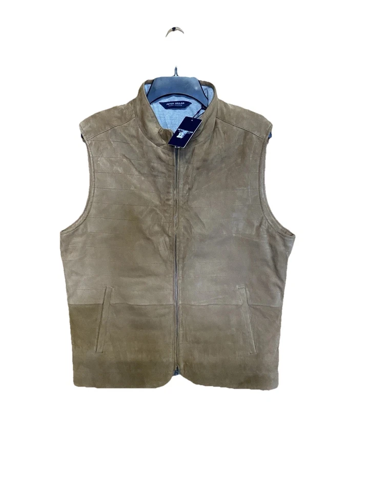 Peter Millar Men's Large Sand Dune Crown Crafted Vista Suede Vest $1495 - Image 2 of 4