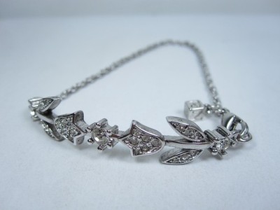 Nina Ricci Rhodium Plated Bracelet - 7'' with Swarovski Crystals - 9371