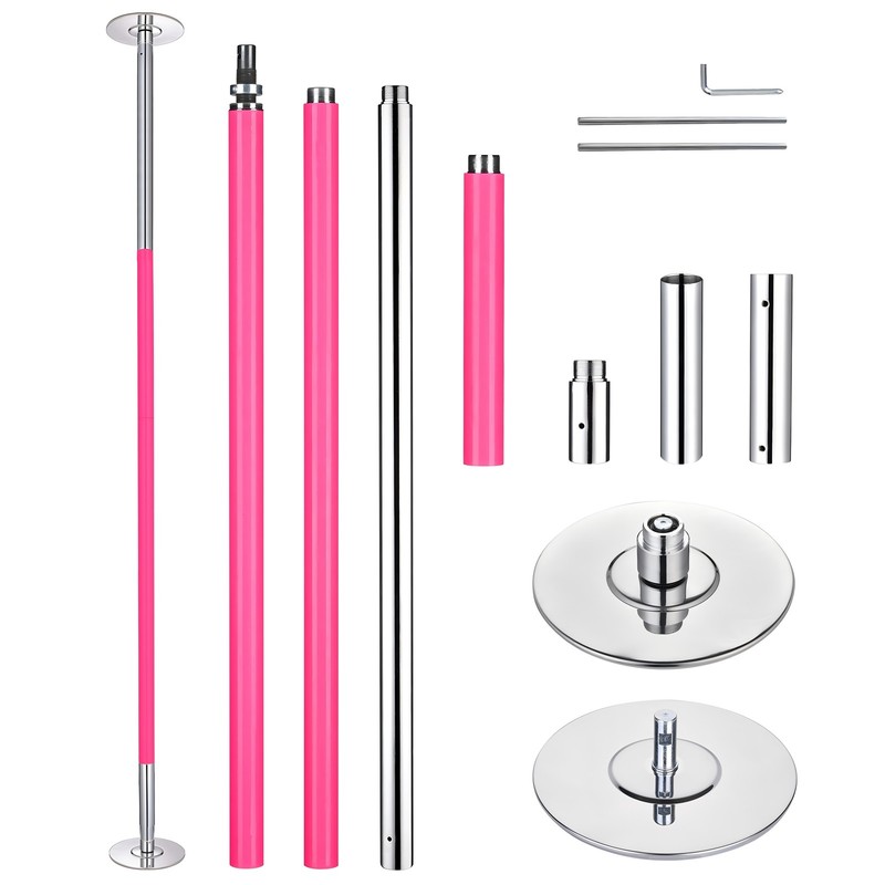Yescom 12.6 Ft Static Spinning Dancing Pole Kit 45mm Silicone Party Club Pink