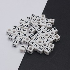 250/500pcs White Acrylic Alphabet Letter "A-Z" Cube pony Beads 6X6mm Kids Craft