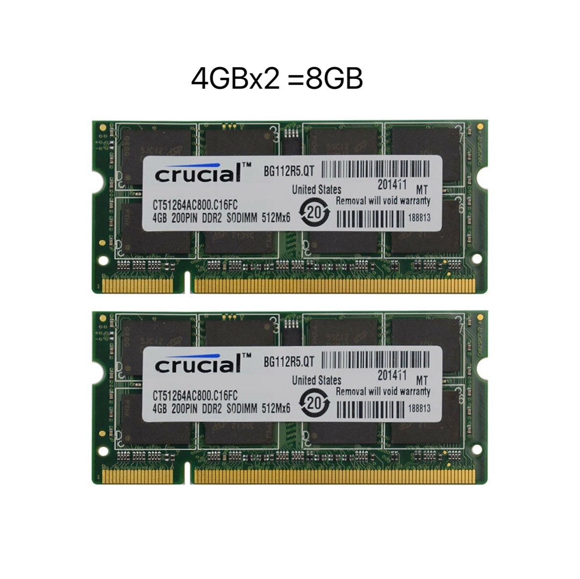 Crucial DDR2 2GB/4GB 8GB 800MHz PC2-6400 SODIMM Notebook Laptop Memory Ram Lot