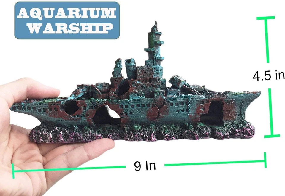Decoraciones de naufragios de acuario adornos para peceras - material de resina barco hundido  Foto 4 de 4