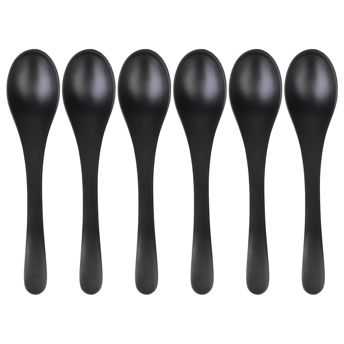 Matte Black Soup Spoon 7.67 Inch Imitation Porcelain Flatware Set Odorless Ec...