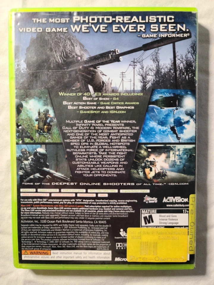 Call of Duty 4: Modern Warfare COD 4 - Xbox 360 / Used /Original Case, W/Manual  - Image 2 of 4