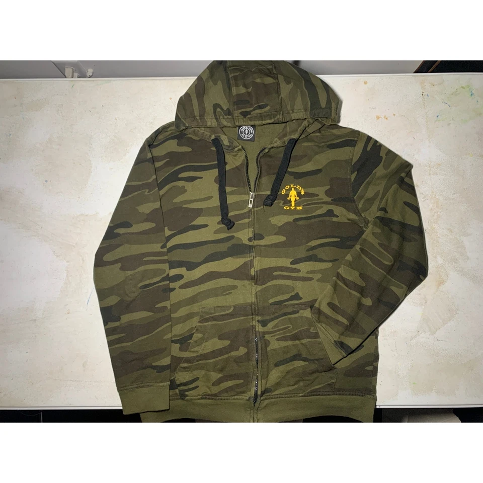 Sudadera con Capucha Golds Gym Camuflada con Cremallera De Colección Para Hombres Gimnasio Levantamiento de Pesas Mediana De Colección Foto 2 de 4
