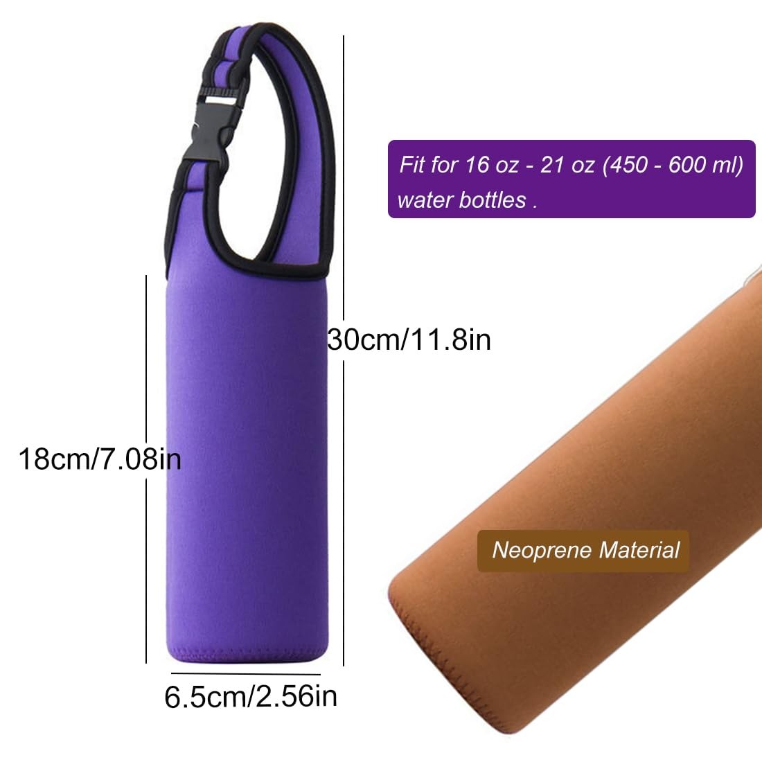 Water Bottle Carrier 16oz-21oz Neoprene Sleeve Cup Holder Pouch with Handle