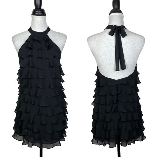 Marciano Los Angeles XS Schwarz Stufen Rüschen Neckholder Mini Cocktailkleid Damen - Bild 1 von 7