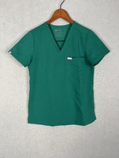 FIGS Technical Collection Scrub Top Womens XS Green V Neck Short Sleeve Shirt