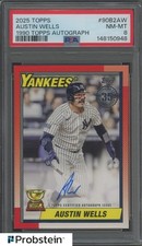 2025 Topps 1990 Topps #90B2AW Austin Wells Yankees AUTO PSA 8 NM-MT