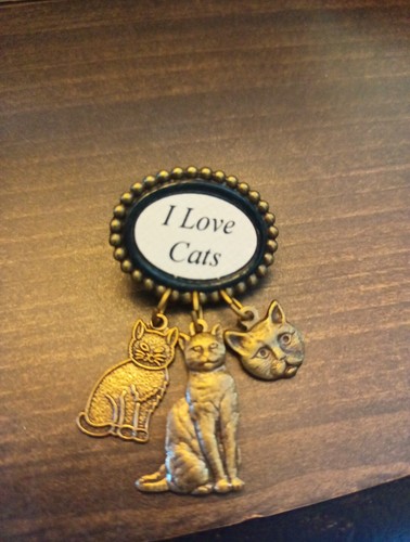 Pin I Love Cats con gatitos colgantes