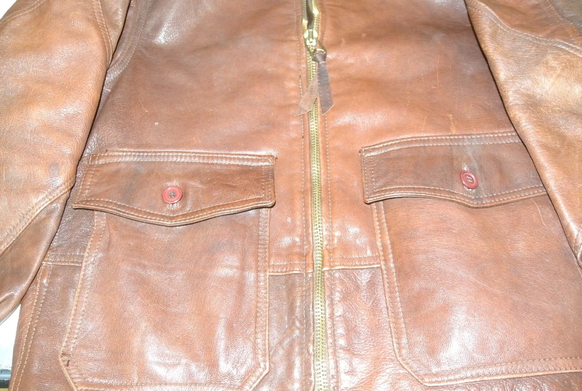 US Navy Avirex G-8 Goatskin Brown Leather Flight Jacket 40R Free Shipping