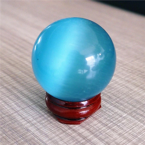 Natürlicher himmelblau Katzenauge Steinkugeln Quarz Kristall Reiki Heilkugel 40 mm - Bild 2 von 3