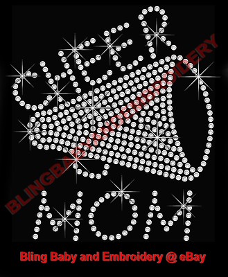 2 Rhinestone Iron On Transfers Hotfix Bling Cheer Mom Megaphone 4 75 X 4 Ebay