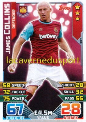 347 JAMES COLLINS # WEST HAM UNITED TOPPS PREMIER LEAGUE 2015 2016 MATCH ATTAX