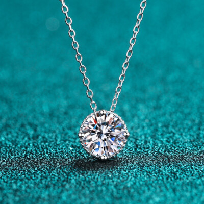 1CT Genuine Moissanite Solitaire Pendant 925 Silver Chain GRA Certified