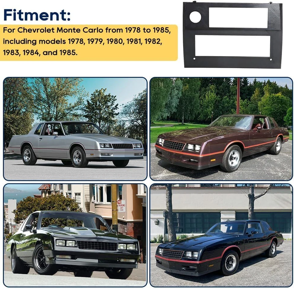 For 1978-1985 Chevy Monte Carlo Single Din Dash Radio Bezel Bracket 180mm x 50mm Foto 4 de 4