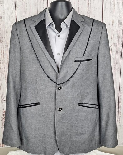 Porto Men Tuxedo Jacket Mens 40R Gray Wool Viscose - Picture 4 of 9