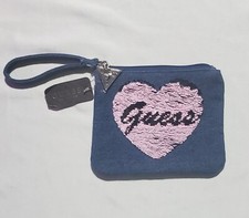 GUESS Reversible Sequin Denim Wristlet