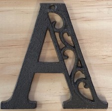 Cast Iron Letter "A" Ornate Scroll Filigree Monogram Alphabet Decor w/ Screws