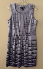 PERCEPTIONS New York Dress Sz 10 Purple Geometric Stretch Knit Sleeveless B1