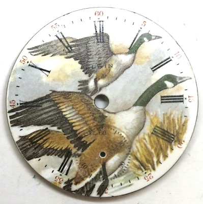 Fliegen Kanadischen Gänse Vogel Elgin 18 Größe Farbe Taschenuhr Porzellan Dial - Bild 1 von 4