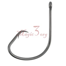 100x Circle Hooks Black Nickel Offset Wide Gap Surf Fishing Live Bait #6-10/0