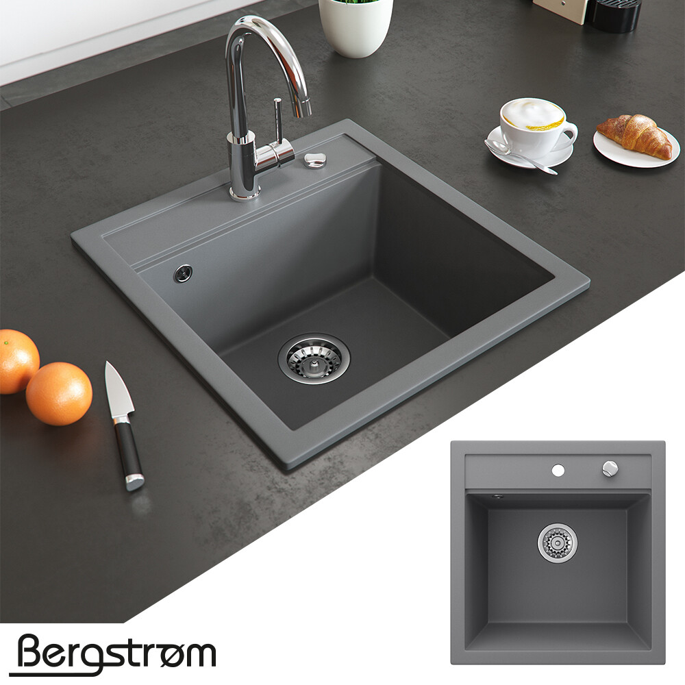 Évier de cuisine en granit gris Bergstroem contre les taches