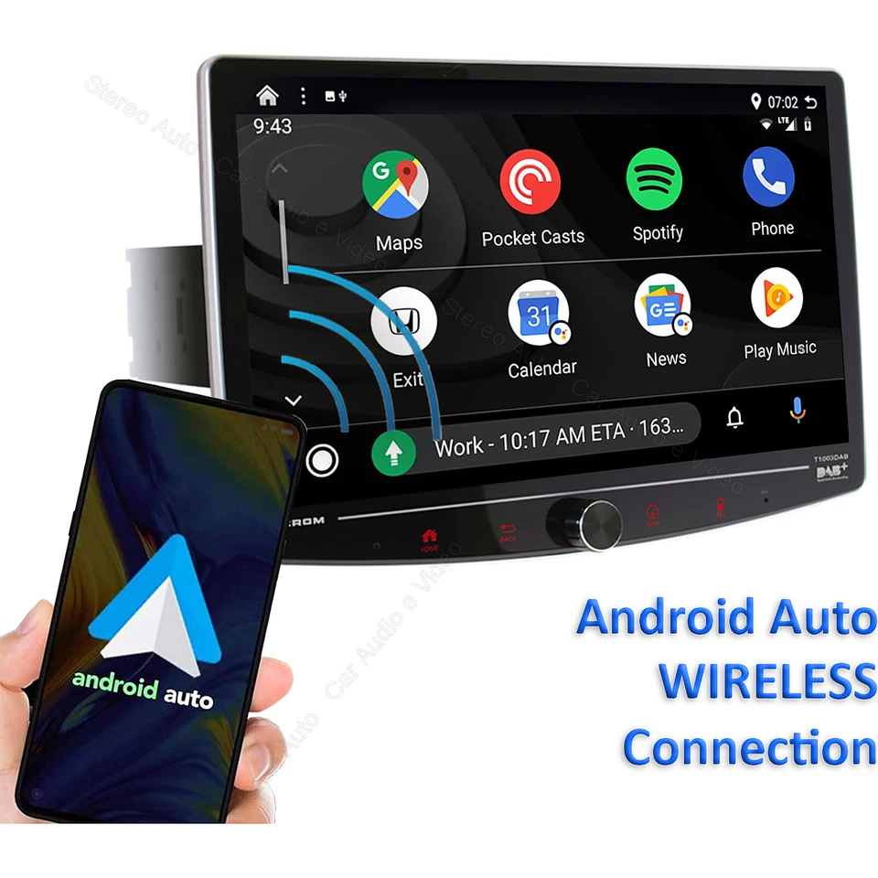 SINTOMONITOR 1 DIN Autoradio CarPlay Android Wi-Fi Bluetooth USB Retrocamera 10" - Immagine 3 di 4