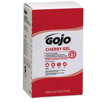 GOJO 7290-04 Hand Cleaner: 2 L Dispenser Refill Gel, Red, Cherry Scent