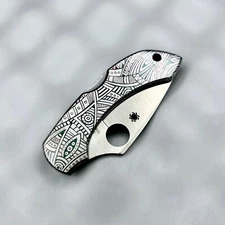Spyderco Stainless Dragonfly C28P Flat Ground Plain Edge Knife Tribal ptn scales