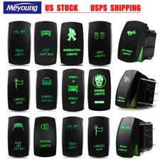 For Car Truck ATV UTV Boat Green LED Light Bar Control Rocker Switch Button 5pin