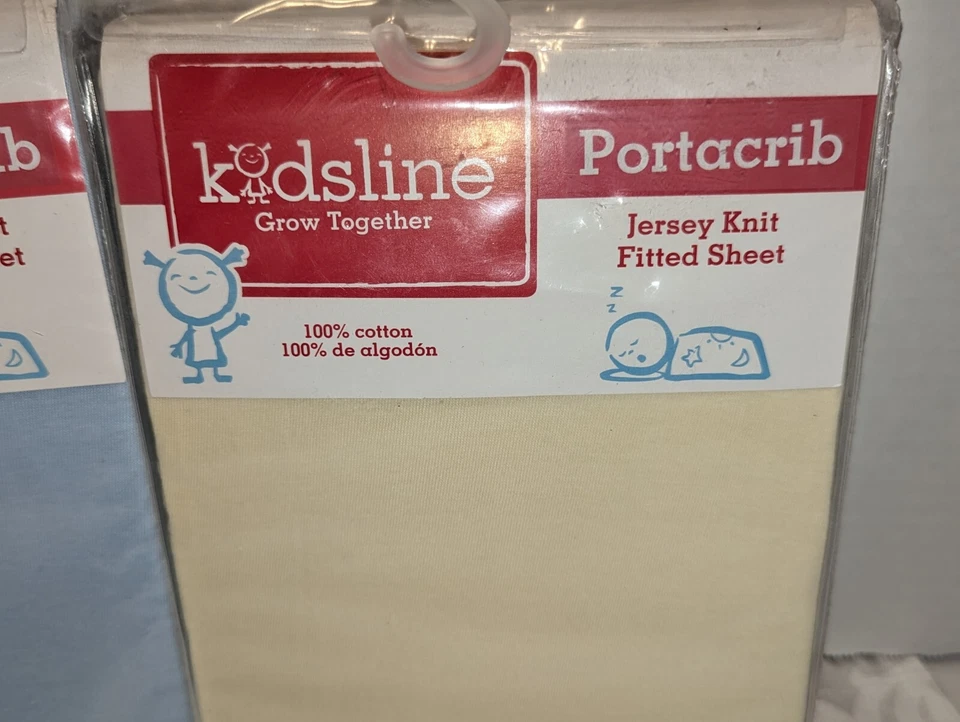 Kidsline Grow Together Portacrib Jersey Knit Fitted Sheet Set/2 Blue & Yellow - Image 3 of 4