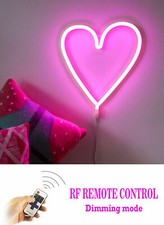 LED Fairy Neon Pink Night Light Love Heart Kids Bedroom Dimmable with Remote,USB