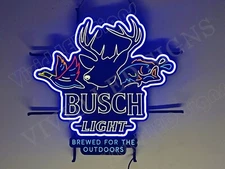 Deer Duck Bass Fish Beer Outdoors 24"x20" Vivid LED Neon Sign Light With Dimmer