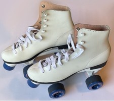 Vintage Roller Derby Roller Skates Women's Size 8 White Roller Star Blue Wheels
