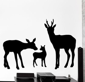 Details About Wall Vinyl Decal Deer Happy Family Animals Nature Home Interior Decor Z4074