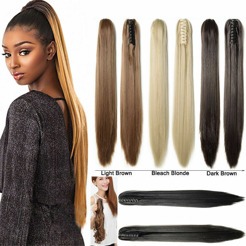 Straight Claw Clip In Human Hair Ponytail 100 Remy Human Hair