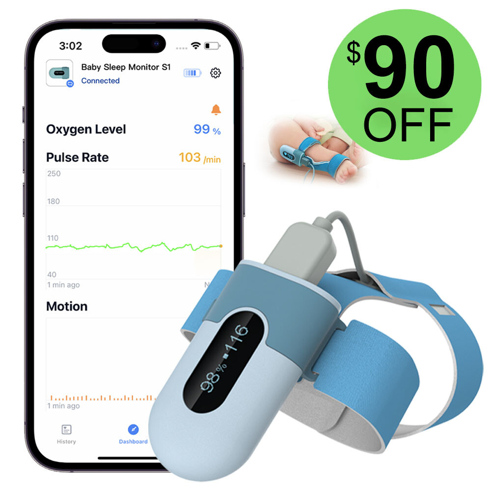 Baby Monitor 16h Continuous Tracks Heart Rate Oxygen Level and Body Movement US-image