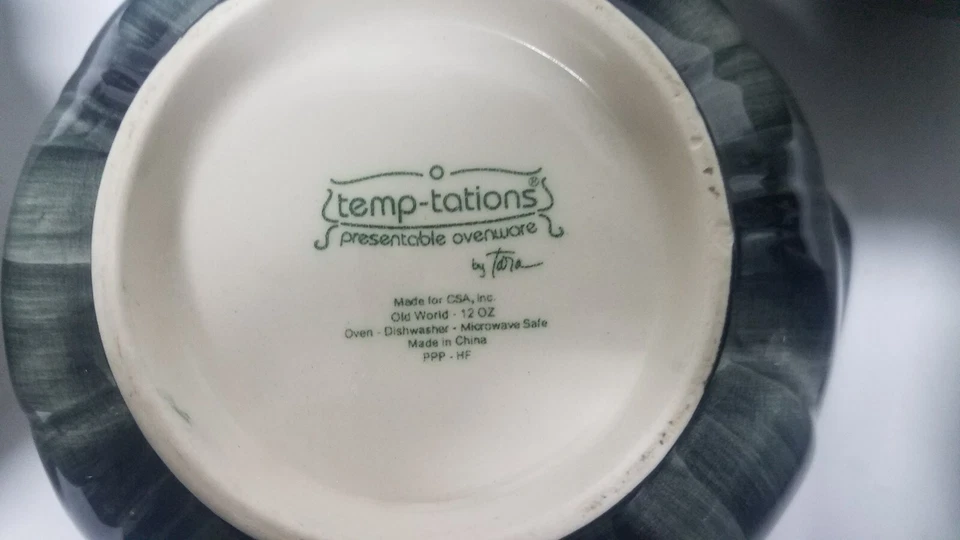 Juego de 5 cuencos de flores azules del viejo mundo Temp-Tations vintage 3D. Ensalada de sopa de cereales. Foto 2 de 4